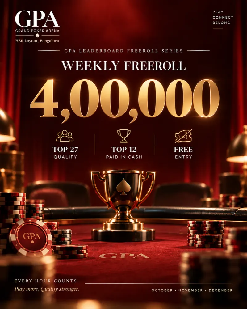 Weekly Freeroll ₹4,00,000 — top 27 qualify, top 12 paid, free entry